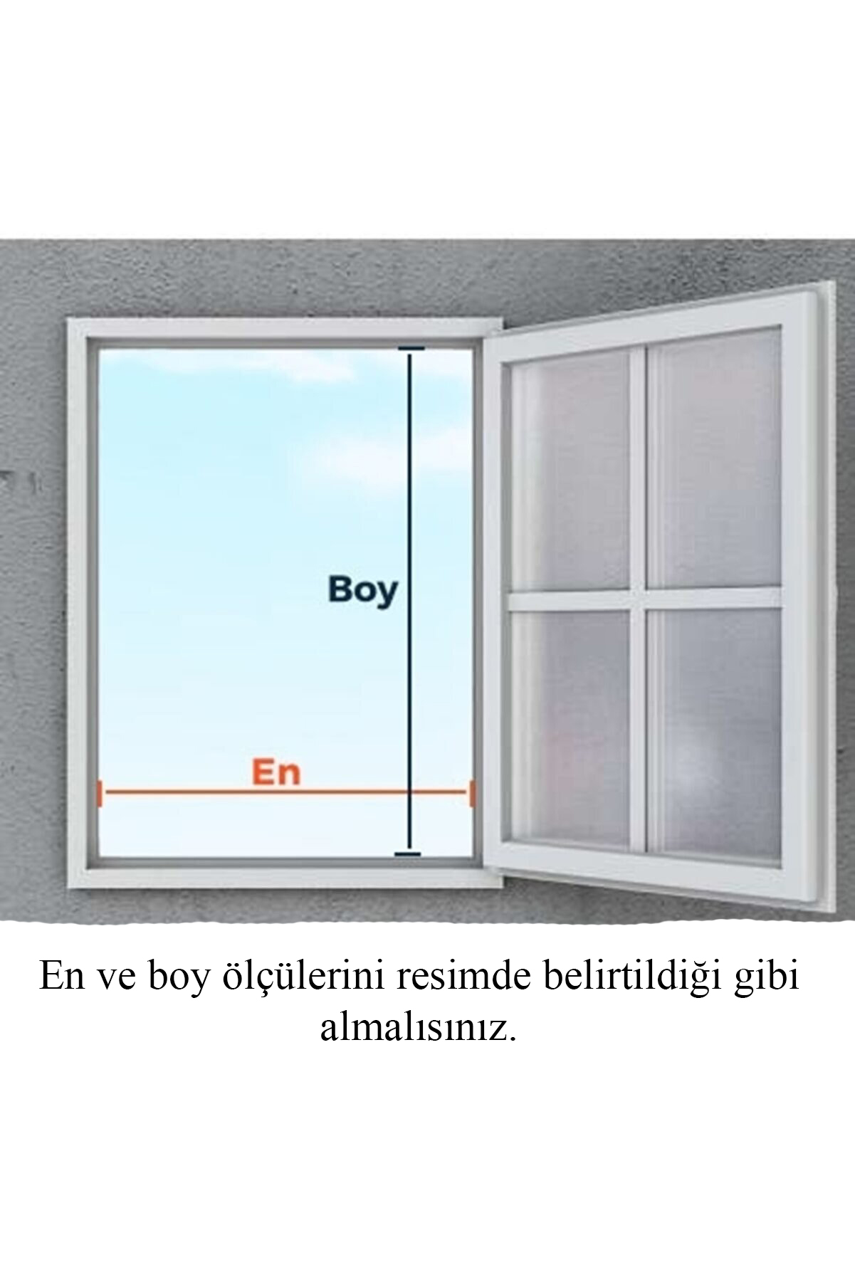 Menteşeli Pencere Sinekliği Beyaz (En-70 cm Boy-130 max)